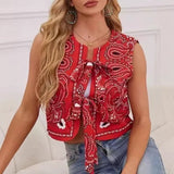 Women's New Casual Round-neck Tie-dye Printed Cotton Vest