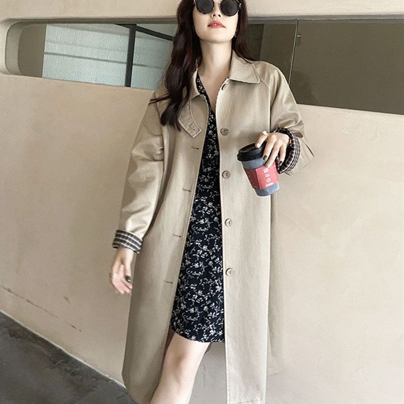 Plaid Patchwork Loose And Versatile Drape Coat