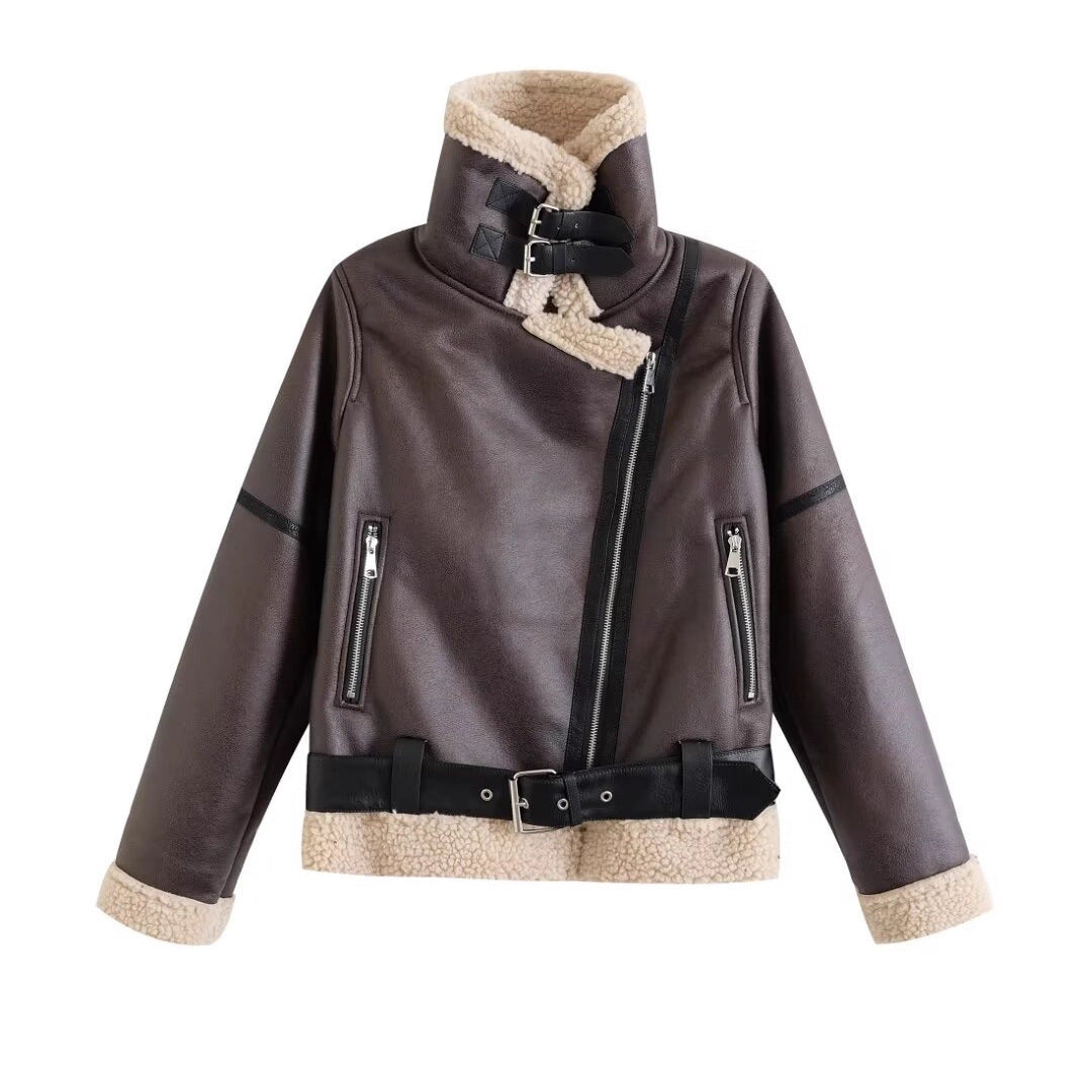 Women's Biker-style Cropped Casual Jacket