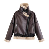 Women's Biker-style Cropped Casual Jacket