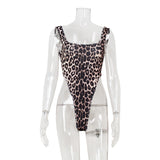 Women's Fashion Street Leopard Print Sexy Suspender Jumpsuit