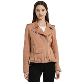 Giolshon Autumn Flowers Embroidery PU Leather Jacket Women