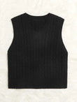 SpringSummer Knitted Cabled Vest Pullover With V-Neck