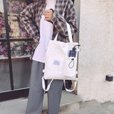 Harajuku Canvas Bags Students Handbag With Pockets Preppy Buckpack Shoulder Bag For Women Shoolbags