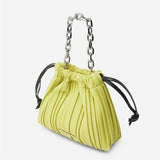 Stitching Ruffled Drawstring Bucket Bag Women's Shoulder Diagonal Womens Bag