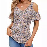 Women's Off-shoulder Printed Short-sleeve Loose Top