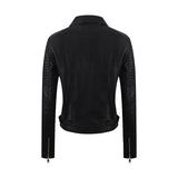 PU Women's Short Leather Oblique Pull Slim Motorcycle Clothing Washed Leather Jacket