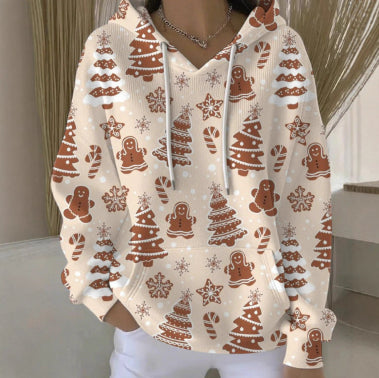 New Christmas Cat-Print Women's Hoodie