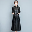 Ladies Fashion Thin Leather Trench Coat Coat