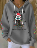New Christmas Cat-Print Women's Hoodie