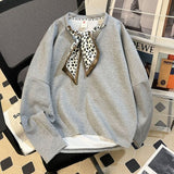 Figure-flattering American-style Vintage Silk Scarf Loose-fit Hoodie For Women