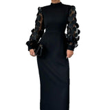 New Arrival Elegant Lace-spliced Dress With A Stand-up Collar
