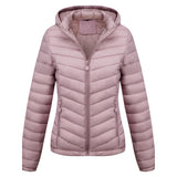 Women's Solid-Color Zippered Hooded Winter Coat Jacket Casual