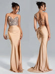 Suspended Backless High Waisted Sequin Patchwork High Slit Long Skirt Dresses Graduation Summer Dress Maxi Women Outfit