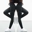 High waist solid color cross-border striped stretch yoga pants fitness bottoming nine points trousers
