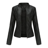 Thin Large Size Leather Clothing With Stand Collar Slim-fit Jacket