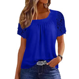 Fashionable Casual Round-neck Short-sleeve Lace T-shirt