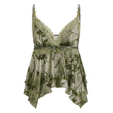 Summer V-neck Waist-cinching Irregular Retro