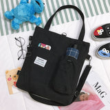Harajuku Canvas Bags Students Handbag With Pockets Preppy Buckpack Shoulder Bag For Women Shoolbags