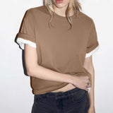 Arrival Cotton Crew-Neck Solid-Color Versatile T-Shirt