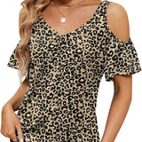Women's Off-shoulder Printed Short-sleeve Loose Top