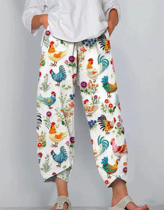 Minimalist Women's Pants Featuring A Patchwork Animal-print Design