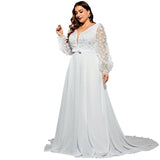 Elegant Banquet Wedding Party Waist Trimming Loose V-neck Dress