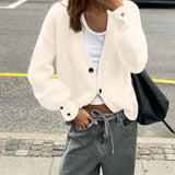 Fashionable Multi-color Sweater With Long Sleeves And Buttons For Women