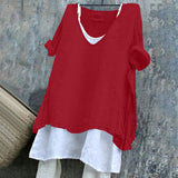 Women's V-neck Short Sleeve Printed Top Excluding Linin