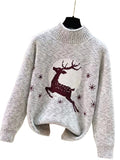 Women's Casual Christmas Half-Neck Pullover Jacquard Top