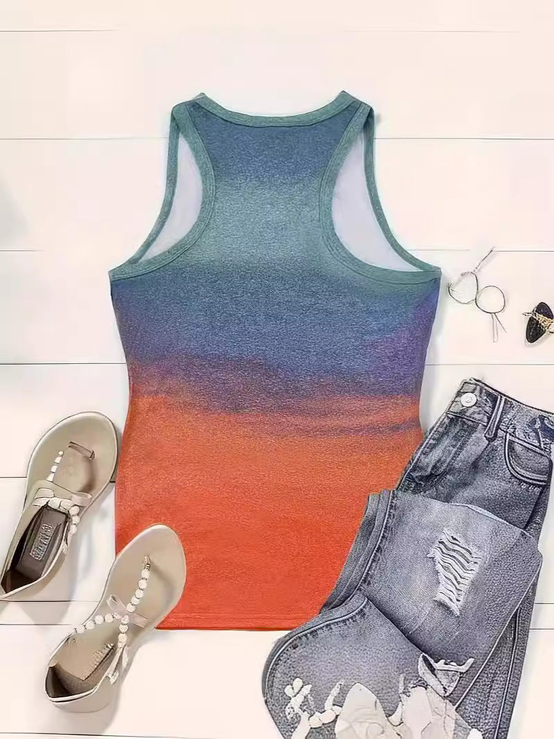 Women's Fashion Letter Printed Round Neck Vest