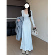 Women's Waist-cinching Figure-flattering Long-sleeve Knit Dress