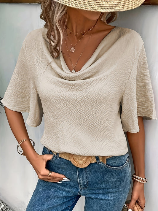 Women's Solid Color Casual Fashion Short Sleeved Shirt