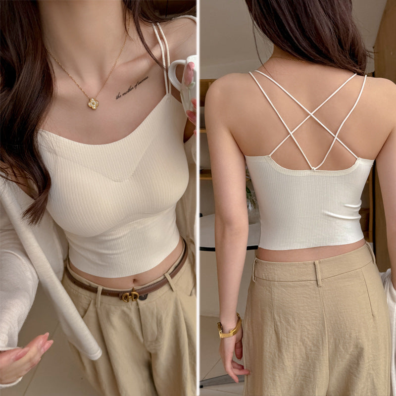 Women's Strappy Camisole Top With Built-in Bra