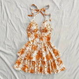 New SpringSummer European And American-style Camisole Top And Audrey Hepburn-inspired Designer Floral Dress