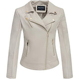 Giolshon Autumn Flowers Embroidery PU Leather Jacket Women