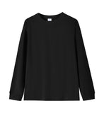 Solid-color Heavyweight Pure Cotton Crew-neck Long-sleeve T-shirt For Women