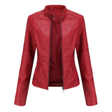 Thin Large Size Leather Clothing With Stand Collar Slim-fit Jacket