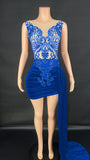Summer Luxury Evening Dress Female Singer Stage Costume Senior Dress Side Trailing Skirt