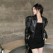 Black short leather jacket