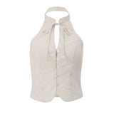 Women's Retro Slim-fit Backless Cropped Top