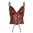 Polka Dot V-neck Leather Camisole For Women, Slim-fit And Versatile