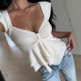 V-neck Ruffled Women's Elegant Asymmetrical Top