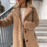 Women's Long-sleeved Lapel Plush Jacket Top