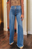 Women's Solid-Color Fashionable Casual Slimming Flared Denim Trousers