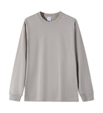 Solid-color Heavyweight Pure Cotton Crew-neck Long-sleeve T-shirt For Women