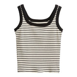 Black Striped Sleeveless Vest Bottoming Halter Top