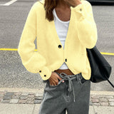 Fashionable Multi-color Sweater With Long Sleeves And Buttons For Women