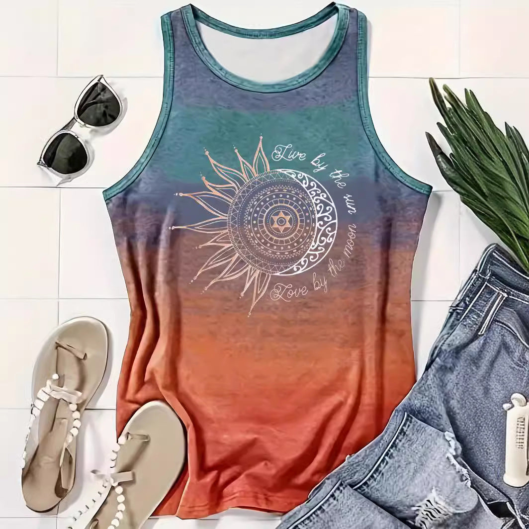 Women's Fashion Letter Printed Round Neck Vest