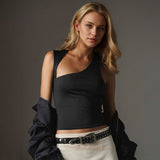 Women's Fashion INS Design Irregular Vest Summer Trend Hollow-out Temperament Top